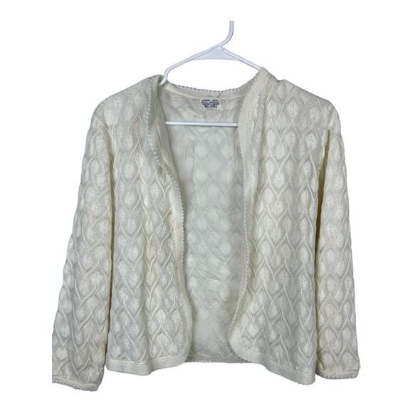 Vintage Vienna Lace White Cardigan Sweater Pin up Acrylic Small - Picture 1 of 7